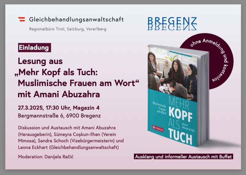 Bregenz: Lesung zum Thema Antimuslimischer Rassismus mit Amani Abuzahra