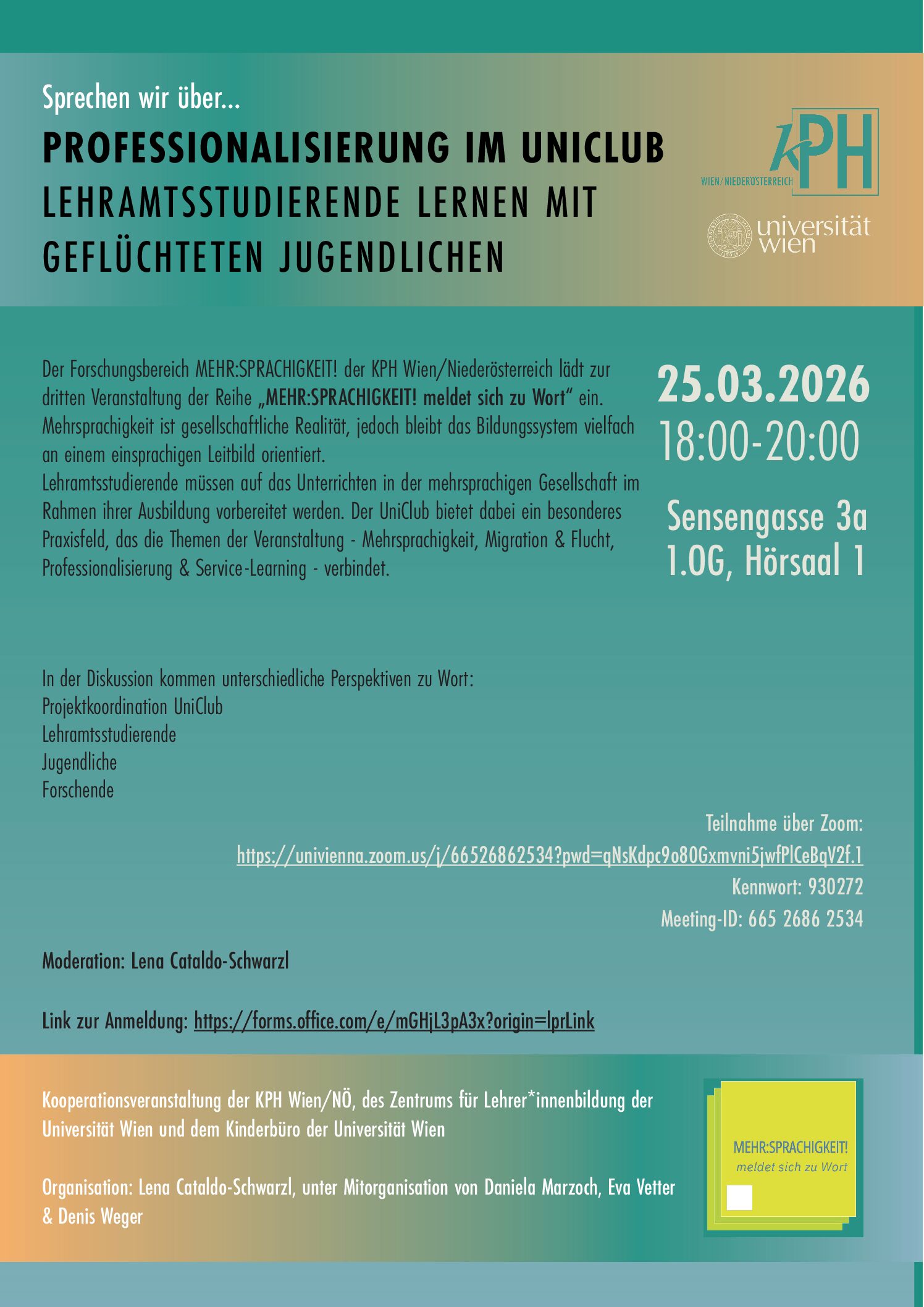 Lehramtsstudierende lernen mit geflüchteten Jugendlichen - Hörsaal 1