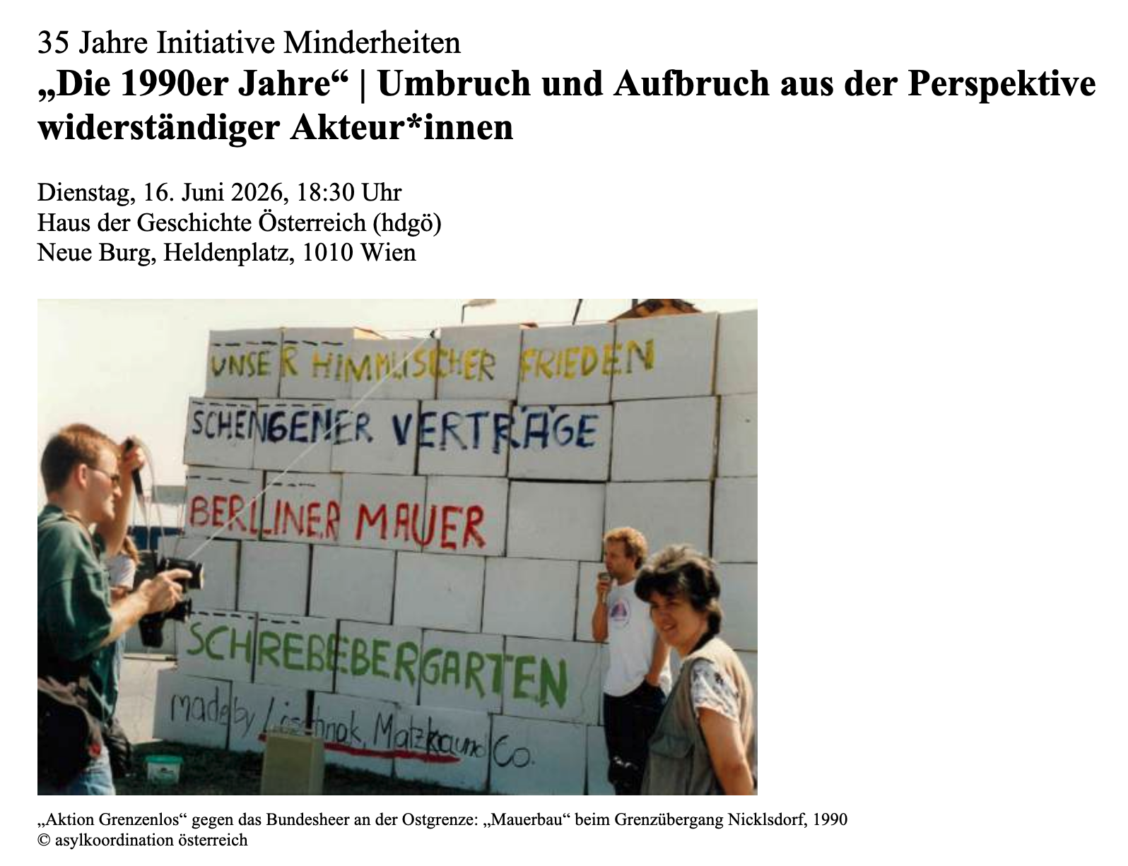 35 Jahre Initiative Minderheiten und STIMME: „Die 1990er Jahre – Umbruch und Aufbruch aus der Perspektive widerständiger Akteur*innen
